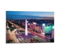 Argentina Buenos Aires Obelisco Night Wall Art - Lienzo decorativo para colgar en el dormitorio, 40 x 60 cm