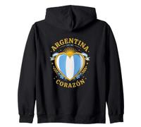 Argentina en Mi Corazón Corazón Patriótico con Sol y Bandera Sudadera con Capucha
