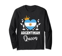 Argentinian Queen Argentina Flag Proud Argentinian Woman Manga Larga