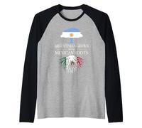 Argentino Cultivado con Raíces Mexicanas Argentina México Camiseta Manga Raglan