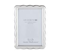 Argento SC Marcos de fotos de plata de ley festoneados, hechos a mano en Italia, sin deslustre, 4 x 6, 5 x 7 pulgadas, marco de fotos plateado con caballete doble para exhibición vertical y