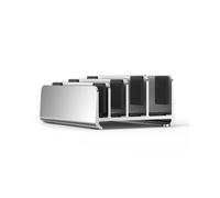 (Argento) Soporte vertical para computadora portátil con asiento en aluminio regulable, 4 postes