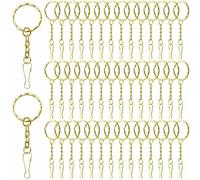 Argollas para Llaveros Dividido,Llavero Mosquetones Pequeños con Cadena,50 Piezas oro Metálicas Argollas Porta Chaves con Diseño de Ondas,25mm para Hacer Llaveros Manualidades Bisutería DIY