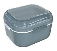 ARGOMAX Caja para prótesis, caja de dentaduras postizas, caja de dentaduras con colador, limpieza, remojo y almacenamiento de dentaduras y otras herramientas bucales, no se fugas (gris)