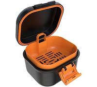 ARGOMAX Taza de baño a prueba de fugas, estuche de limpieza de dentaduras de viaje con colador, caja de limpieza de retenedor portátil para alineador de remojo y soporte de dentadura (negro +