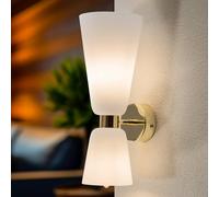 Argon Aplique de pared Rita, 2 luces, arriba/abajo, opalino mate/latón