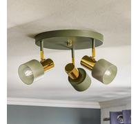 Argon Downlight Destin, 3 luces verde/latón