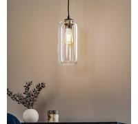 Argon Lámpara colgante Kaja con pantalla de cristal larga, transparente True
