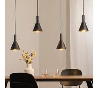 Argon Lámpara colgante Norte, acero negro/oro longitud 114 cm, 4 luces True