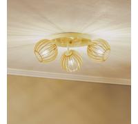 Argon Lámpara de techo Paz blanca con esferas de láminas de madera, 3 luces.