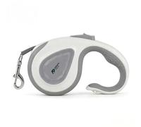 Argo's Pack Correa retráctil automática resistente de 16.4 pies para mascotas, nailon duradero, luces LED, reflectante, ajustable, correa de impresión (gris)