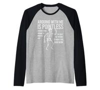Argumentar es inútil Humor de Esqueleto sarcástico Divertido Camiseta Manga Raglan