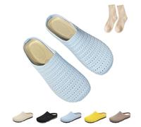 Argumub 2025 Sandalias Planas para Mujer con Estructura de Malla Transpirable Slip-on Pantuflas Anchas con Punta Ancha, Antideslizante Baotou, azul, 40 EU