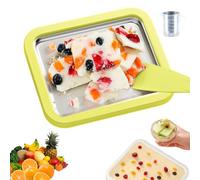 Argumub Juego de helados caseros, molde portátil de helado y yogurt helado con 2 rascadores, tabla de acero inoxidable para postres congelados caseros, fácil limpieza (verde, 26 x 21 cm)