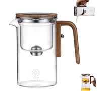 Argumub Witchcraft Tetera de cristal con mango de madera, Enchantea Teapot with Wooden Handle Enchantipot Magic Tea Pot Glass Clear Teapot with Strainer (transparente, 520 ml)