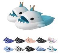 Argumub Zapatillas De Tiburón - Rayo, Estrellado, Pirata, Helado, Conejito, Nocturno, Fuego (Tiburón Cornudo Azul, Adulto, Mujer, 40, Números (rango), Sistema tallas calzado EU, 41, mediano)