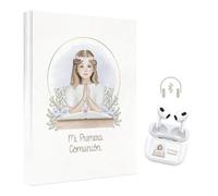 Arguval, Libro Comunión niña +Auriculares y Cable de Carga| Medidas Libro 29 x 24 cm y 44 páginas Libro comunión, Recuerdo, Album Fotos, Regalo comunión