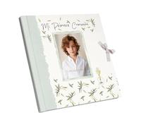 Arguval, Libro Comunión niño con marco de foto, tapa acolchada con brillo| Medidas Libro 29 x 24 cm y 44 páginas, Recuerdo, Album Fotos, Regalo comunión