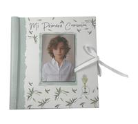 Arguval, Libro Comunión niño con marco de foto, tapa acolchada con brillo| Medidas Libro 29 x 24 cm y 44 páginas, Recuerdo, Album Fotos, Regalo comunión