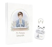 ARGUVAL Libro de Mi Primera Comunión con Auriculares Bluetooth, Tapa Dura 29x24 cm, 44 Páginas a Color, Incluye 20 Páginas para Fotos, Cable de Carga, Caja de Regalo, Regalo comunión