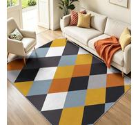 Argyle Alfombra de retales, 120 x 180 cm, de pelo corto, lavable, antideslizante, diseño shabby chic, de pelo plano suave, para pasillo, pasillo, multicolor