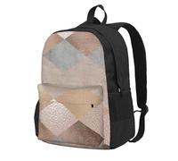 Argyle de mármol color cobre y oro rosa,Mochila con bolsillos, mochila informal para el día a día, resistente al agua, ideal para la escuela, viajes