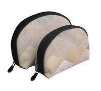 Argyle de mármol de Oro Rosa cobrizo y Rubor, Bolsa de Maquillaje de Concha, Monedero pequeño para Mujer, Bolsa de artículos de tocador, Bolsa de cosméticos, 2 Piezas