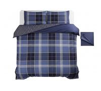 Argyle - Funda de edredón para Cama de Matrimonio, Azul, Doublé