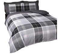 Argyle - Funda de edredón para Cama de Matrimonio, Gris, Doublé