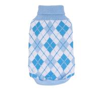 Argyle - Suéter de punto de ganchillo para cachorros y gatos, ropa cálida y cómoda para clima frío para perros pequeños (azul cielo, XL)