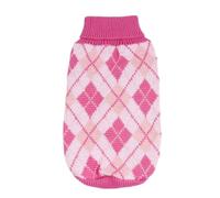 Argyle - Suéter de punto de ganchillo para cachorros y gatos, ropa cálida y cómoda para clima frío para perros pequeños (rosa, S)