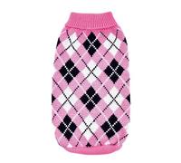 Argyle - Suéter de punto de ganchillo para cachorros y gatos, ropa cálida y cómoda para clima frío para perros pequeños (rojo rosa, S)