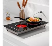 Argyolas Placa de cocina eléctrica de dos fuegos por infrarrojos para cocinar, placa de cocción de 3000 W Domino para insertar, estufa de dos elementos calefactores, cocina incorporada a 230 V