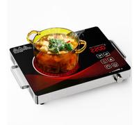 Argyolas Placa de cocina eléctrica portátil infrarroja con quemador único de 2200 W para cocina, cocina de encimera de cristal Domino, control de botón 18 niveles de potencia