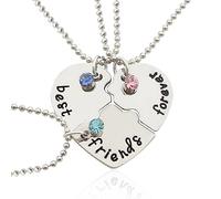 ARH 3 piezas Collares de la amistad Bff,Bff Collares de la amistad para siempre Mejor Collar de la amistad para las niñas Regalos de cumpleaños Cadena Colgante,Collar de la amistad para 3