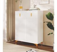Arhatreya Elegante zapatero con paneles estructurales, estantes ajustables y adornos dorados con cajones, color blanco