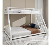 Arhatreya Litera de 90/140 x 190 cm, cuna con escalera, litera con rejilla, cama de metal con barandilla, cama para niños, adolescentes y apartamentos (sin colchón), color blanco