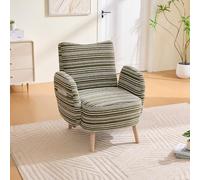 Arhatreya Sillón moderno de tela con patrón de círculos, cómodo sillón de lectura con bolsillo lateral, patas de madera maciza, sofá individual para salón, dormitorio y oficina, color verde