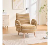 Arhatreya Sillón moderno de tela con patrón de círculos, cómodo sillón de lectura con bolsillo lateral, patas de madera maciza, sofá individual para salón, dormitorio y oficina, color amarillo