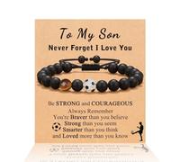 ARHZ 1 Pulsera de Niño, Pulsera de Fútbol para Niños, Regalos de Cumpleaños y Navidad para Niños, Regalos para Hijos, Pulsera de Fútbol de Piedra Natural 3D (SON Card,B)