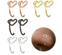 ARHZ 8 Piezas Anillo de Nariz Falsa, Anillo de Oreja Falsa, Anillo de Nariz de Amor (2 piezas cada uno de Acero + Oro + Negro + Oro Rosa, 0.8mm / 6mm / 8mm / 10mm)