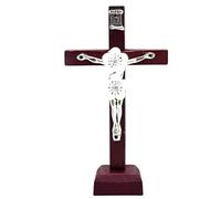 ARHZ Crucifijo de pared moderno con Jesucristo en aleación, arte sacro católico para decoración del hogar e iglesia, 10 x 5,8 cm