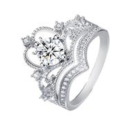 ARHZ Paquete de 2 anillos de diamantes con corona de princesa, anillos de amistad, anillos pareja, anillos para mujer para su mejor amiga/esposa/novia