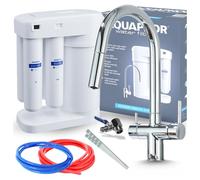 Ari Grifo de Cocina de 3 Vías Con Rociador Extraíble Mezclador Fregadero Cromo Giratorio 360 Grados SLENDER en juego con Sistema de Ósmosis Inversa AQUAPHOR MORION 101S RO