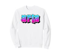 Aria Graffiti Nombre Personalizado Azul Rosa Mujeres Niñas Sudadera
