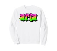Aria Graffiti Nombre Personalizado Verde Rosa Mujeres Niñas Sudadera