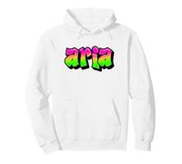 Aria Graffiti Nombre Personalizado Verde Rosa Mujeres Niñas Sudadera con Capucha