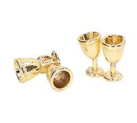 ariarly Mini copa de vino de aleación, copas de champán en miniatura de simulación para casa de muñecas, con colores brillantes para jugar y contar historias de los niños (4 doradas)