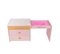 Arias Cómoda Cambiador Nature para Muñecos con 2 Cajones y Bañera, Mueble Infantil de Madera, 38x29x32 cm (Abierto 38x29x71 cm), +3 Años