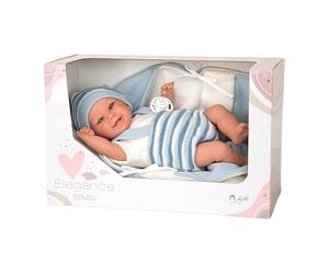 ARIAS Muñeca con Peso Elegance 35 cm Babyto Azul Rayas con Manta 60751
